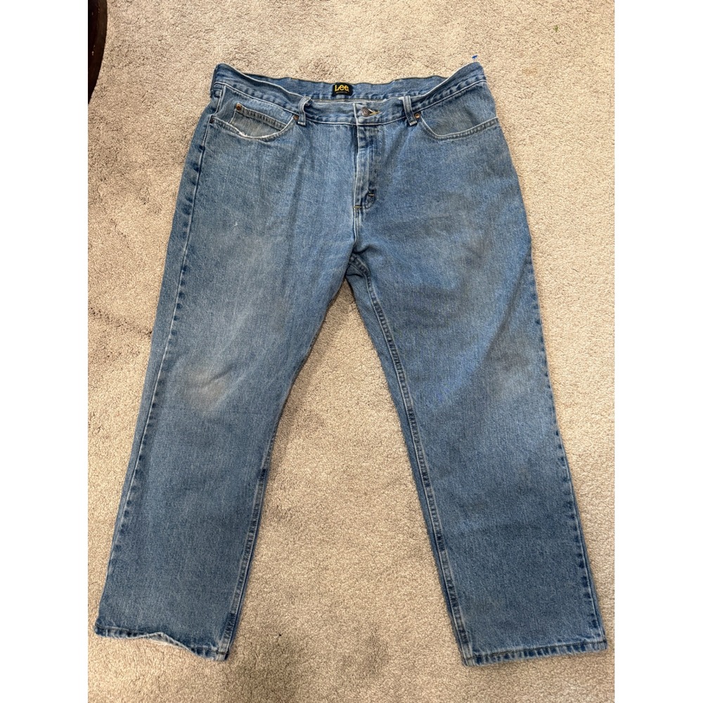 Lee Relaxed Fit Mens 40x28 Medium Wash Blue Straight Leg Denim Jeans 102055551